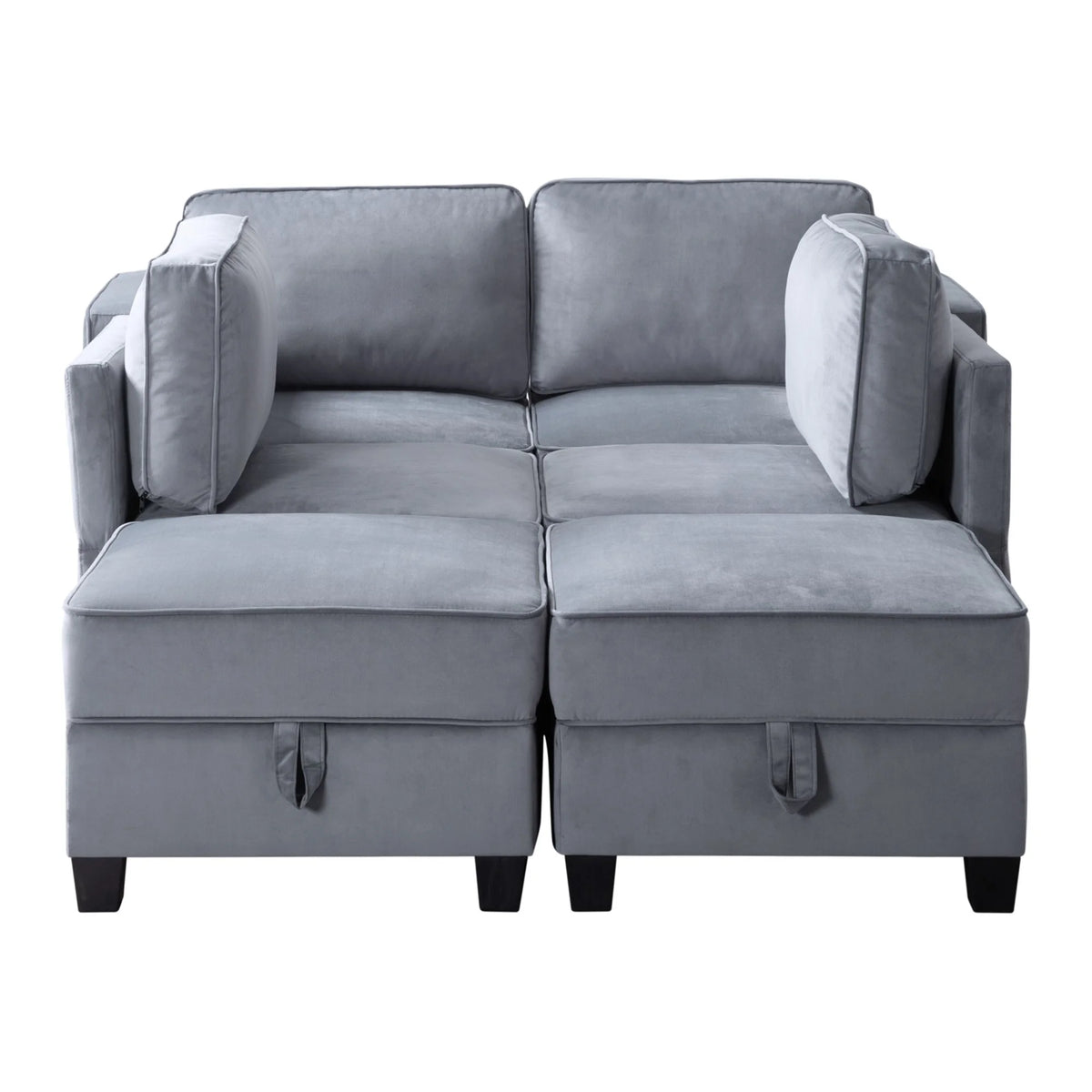 Dark gray Velvet Square Arm Sectional Sofa H24172