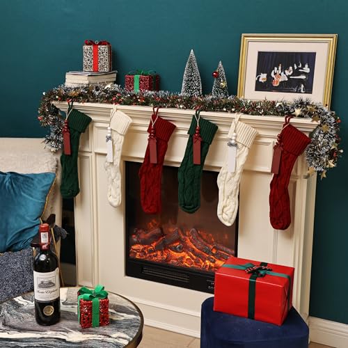 18" Colorful Cable Knit Christmas Stockings Set of 6 G5241