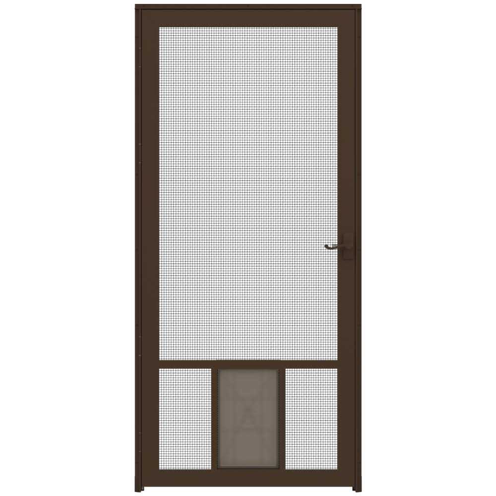 Brown Aluminum Hinged Screen Door O4105