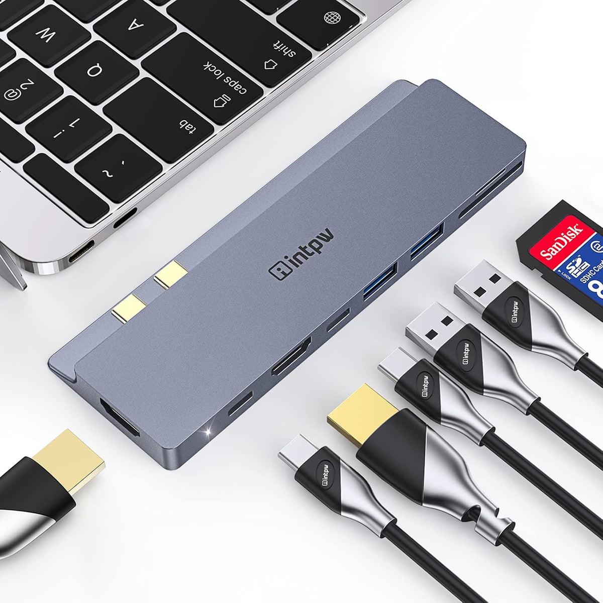 USB C Hub Multiport Adapter with 2 4K HDMI, 87W PD, 3 USB 3.0 Ports, UHS-II SD/TF Card Reader H901