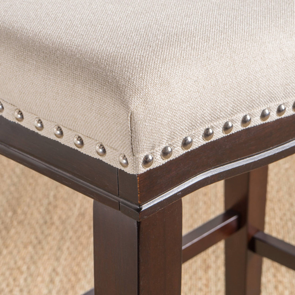 Beige Saddle Shaped Studded Rim Stool (Set of 2) M974752