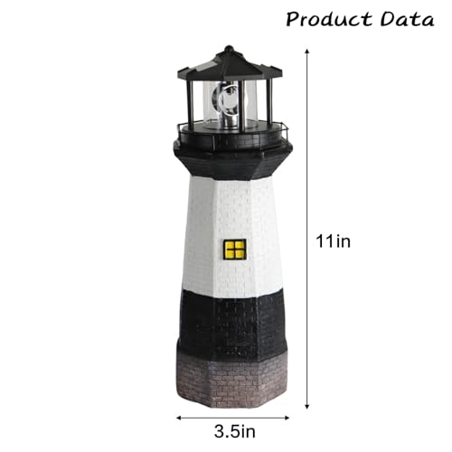 Solar Powered Lighthouse Garden Light with Spinning Light K69402