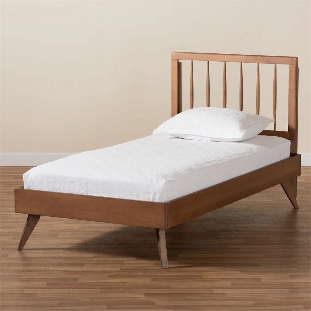 Ash Walnut Finished Wood Twin Size Platform Bed S43761