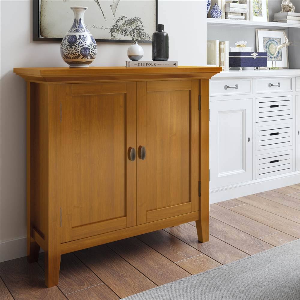 Solid Wood Low Storage Cabinet in Light Golden Brown X825302
