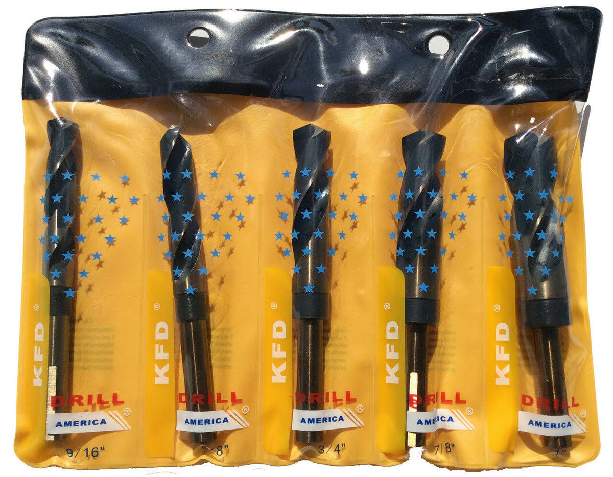 9/16 inch-1 inch 5 Piece HSS Black & Gold Reduced Shank Drill Bit Set Y644569
