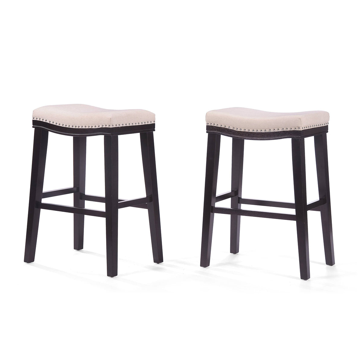 Beige Saddle Shaped Studded Rim Stool (Set of 2) M974752