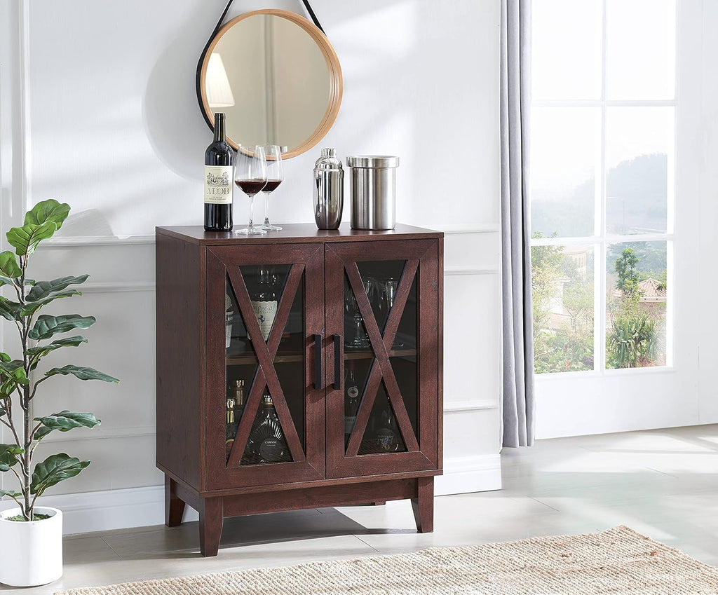 Small Cabinet Sideboard with Glass Doors in Mahogany D36845