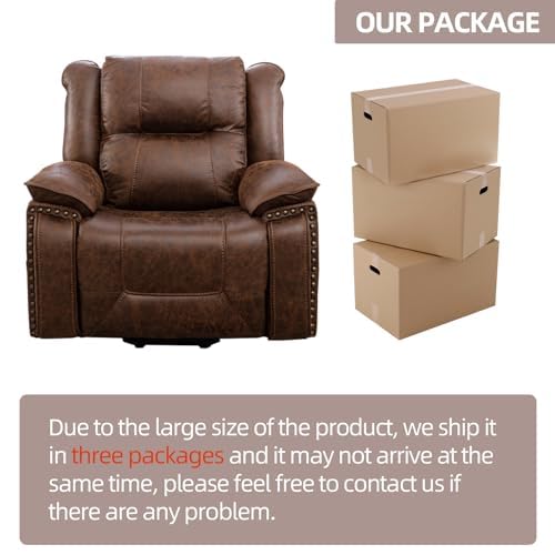 Brown Leather Power Lift Chair with Massage and Heat C72961