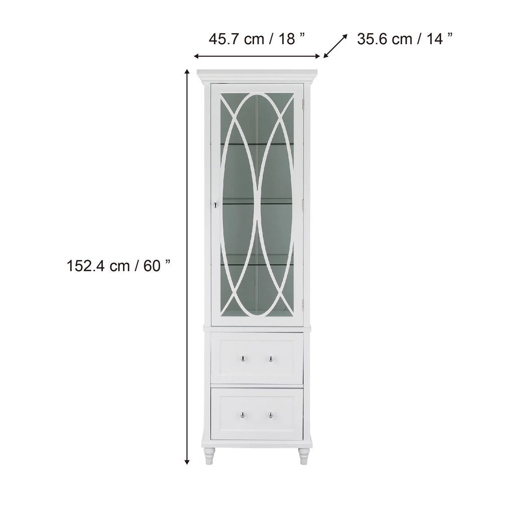 Wooden Bathroom Floor Cabinet 2 Drawer White A323