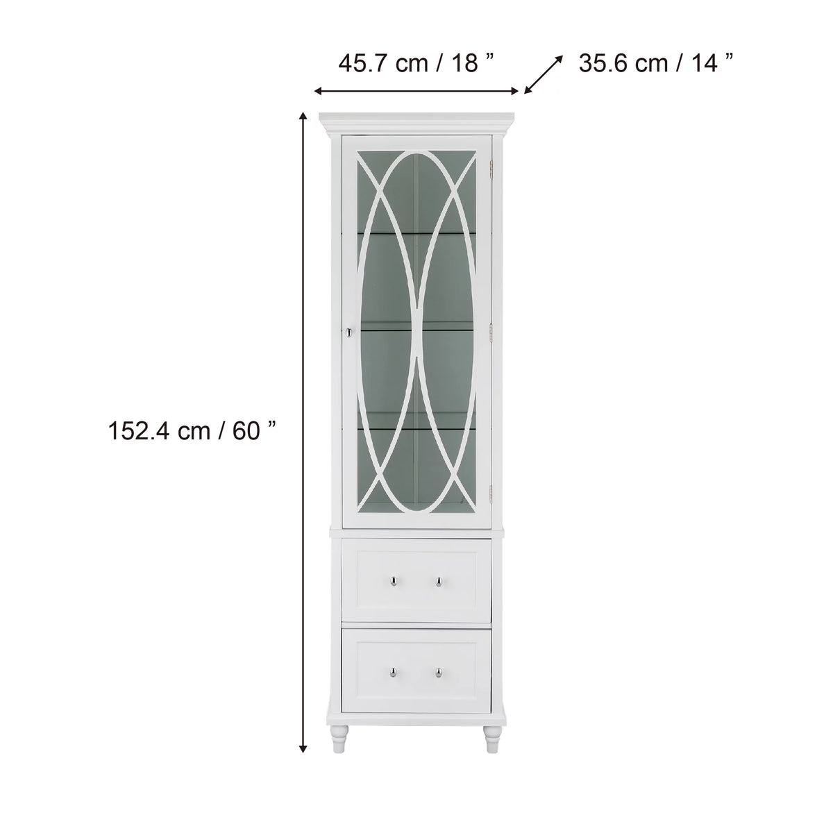 Wooden Bathroom Floor Cabinet 2 Drawer White A323