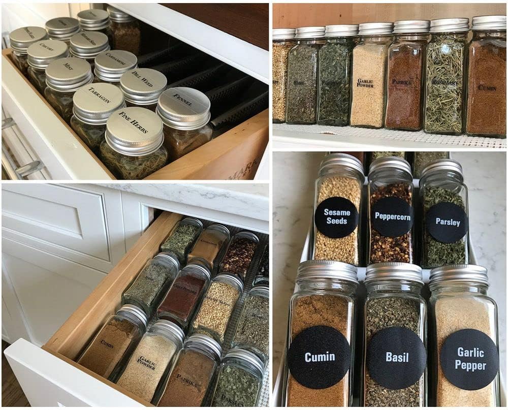 8 XLarge 8oz Glass Spice Jars with Airtight Cap and Shaker P23637