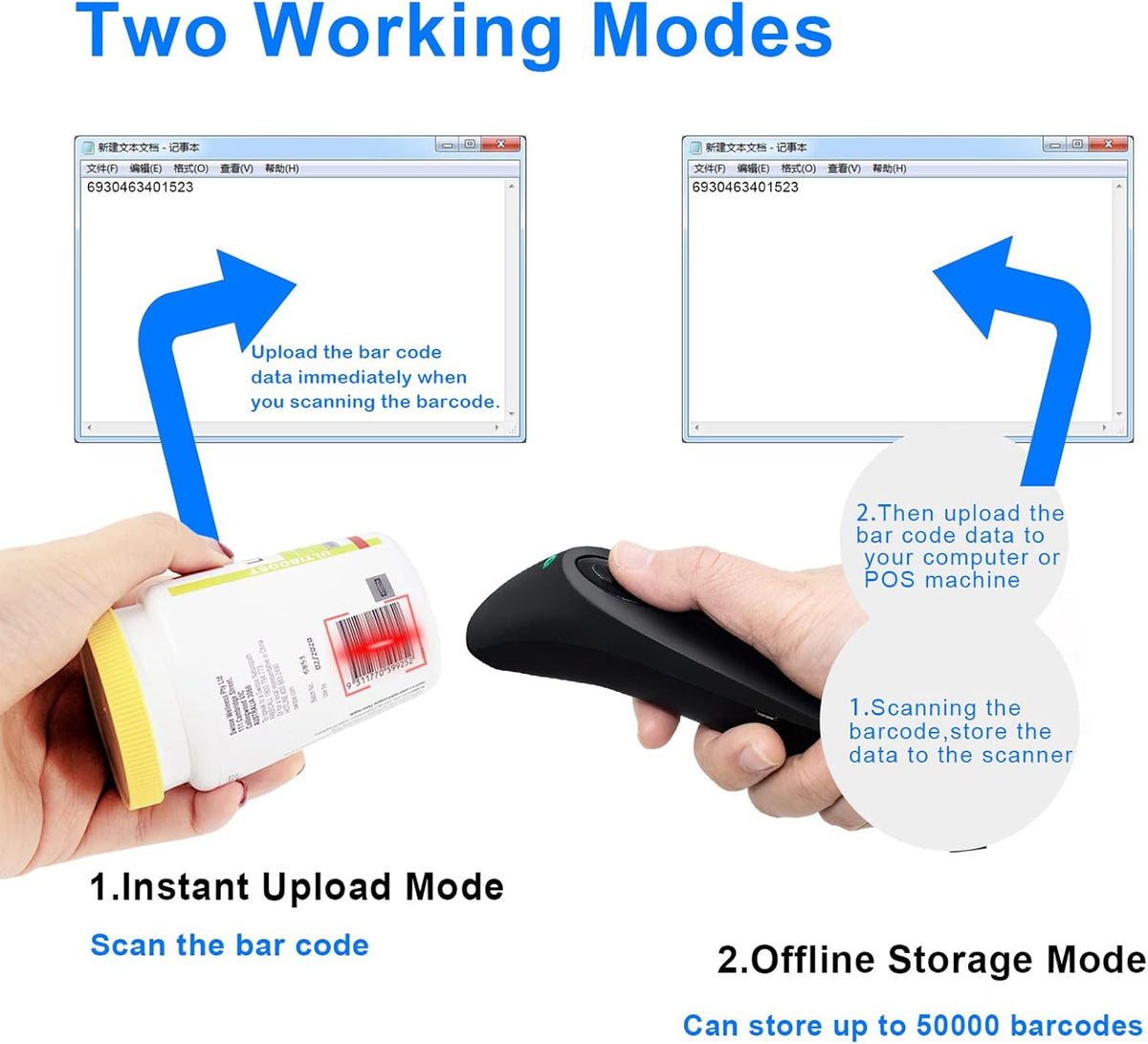 2 Pack Bluetooth Wireless Barcode Scanner U47331