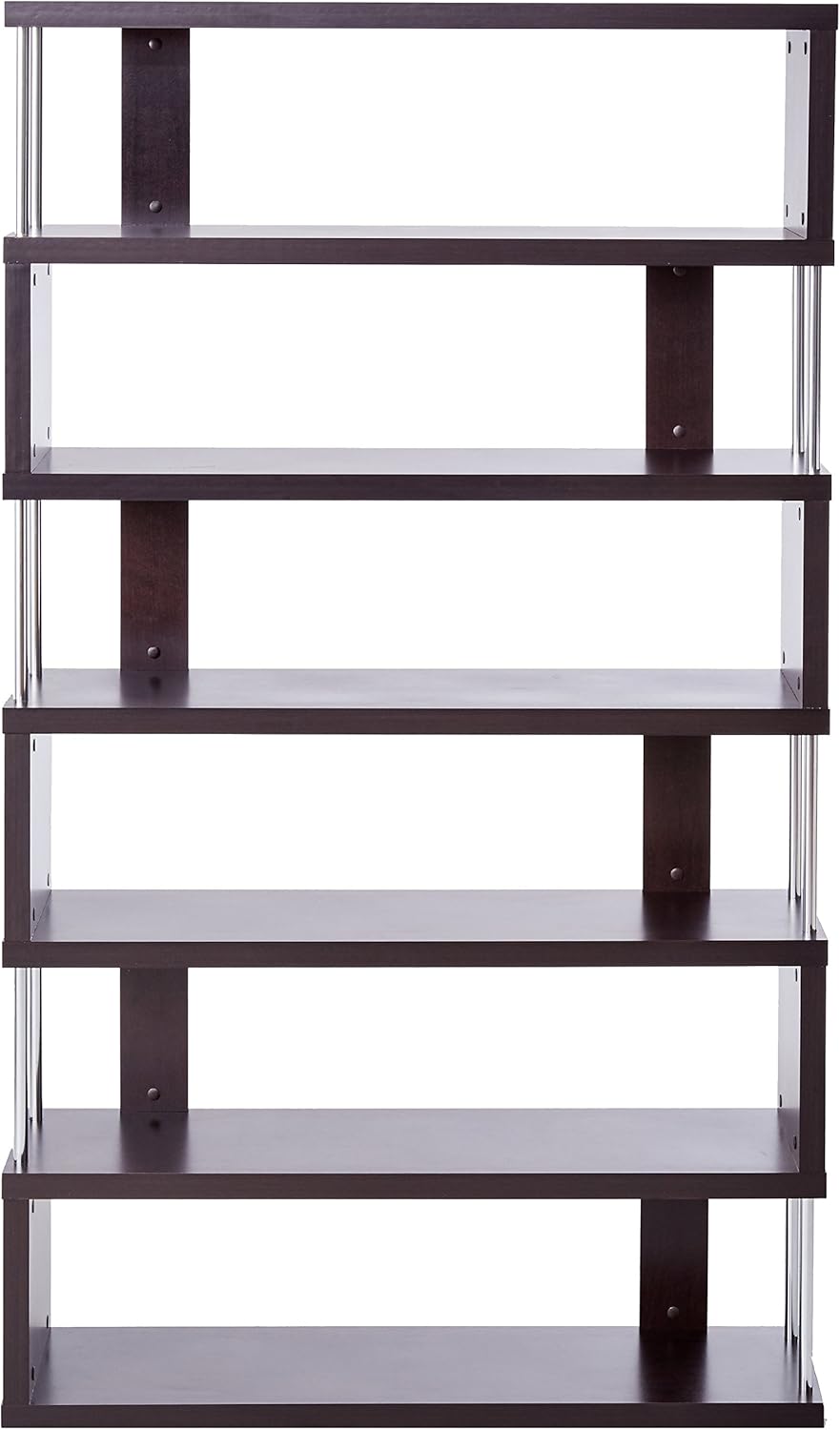 6-Shelf Dark Brown Bookcase S562