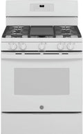 30 inch White Gas Range with 5 Burners and Storage Drawer E640125