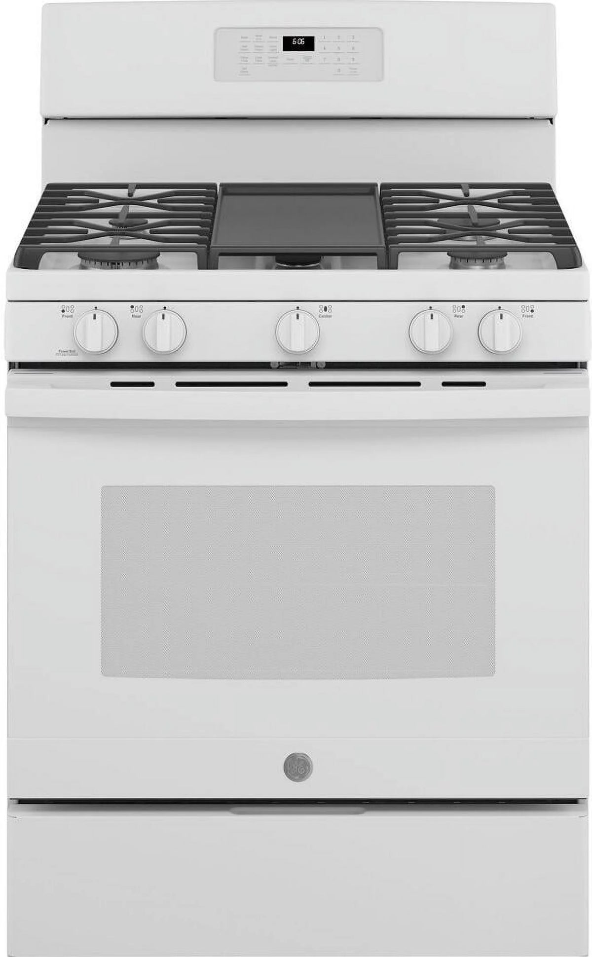 30 inch White Gas Range with 5 Burners and Storage Drawer E640125