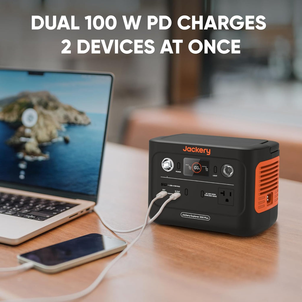 Portable Power Station with 40W Solar Panel, 288Wh LiFePO4 Battery, 300W AC Outlet S55001