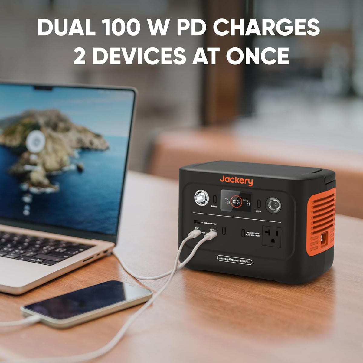 Portable Power Station with 40W Solar Panel, 288Wh LiFePO4 Battery, 300W AC Outlet S55001