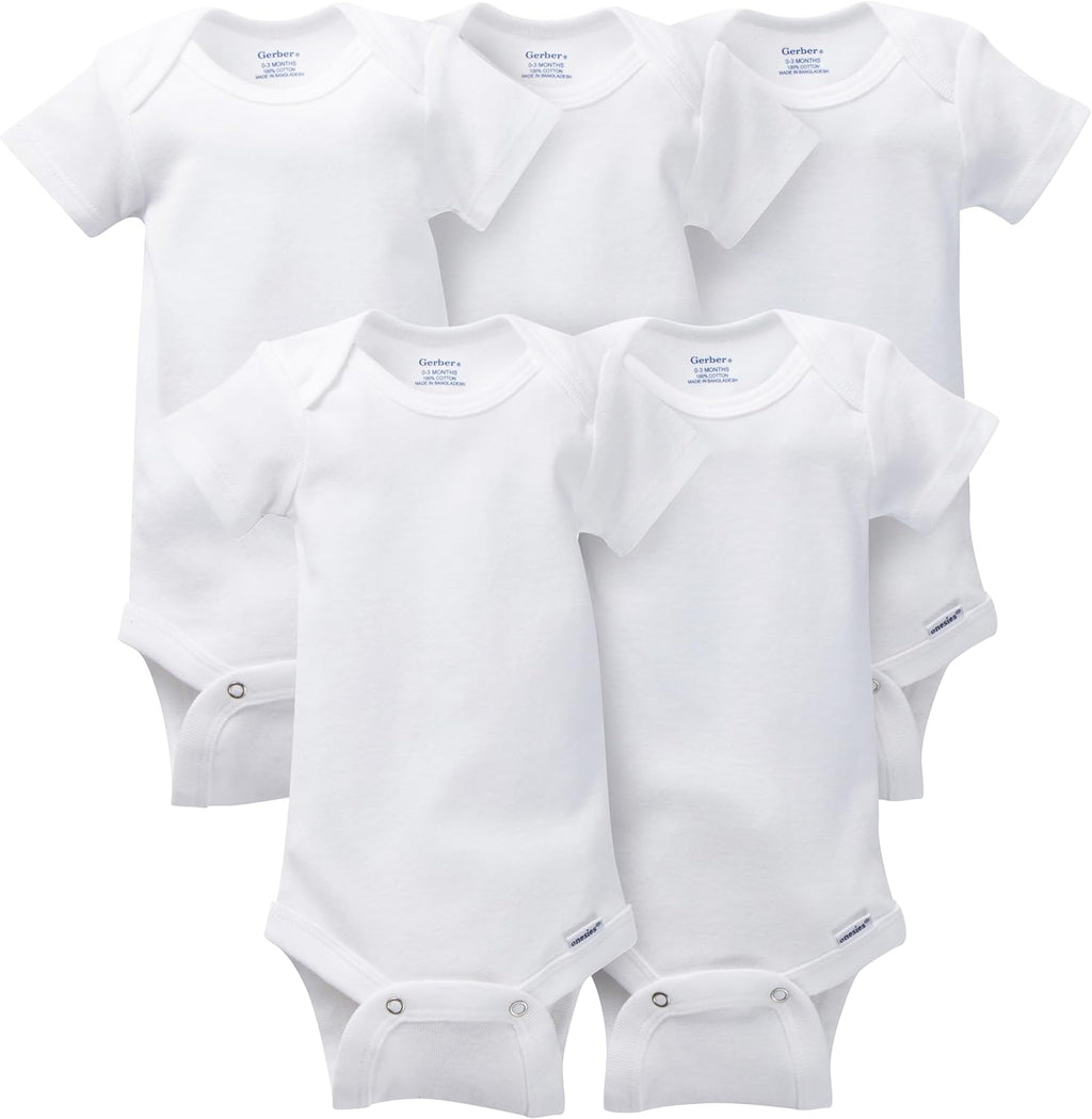 5-Pack White Short Sleeve Onesies Bodysuits L8724
