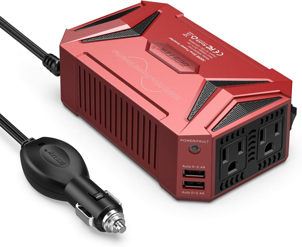 300W Pure Sine Wave Power Inverter Car Adapter DC 12V to AC 110V with Dual USB Ports R995