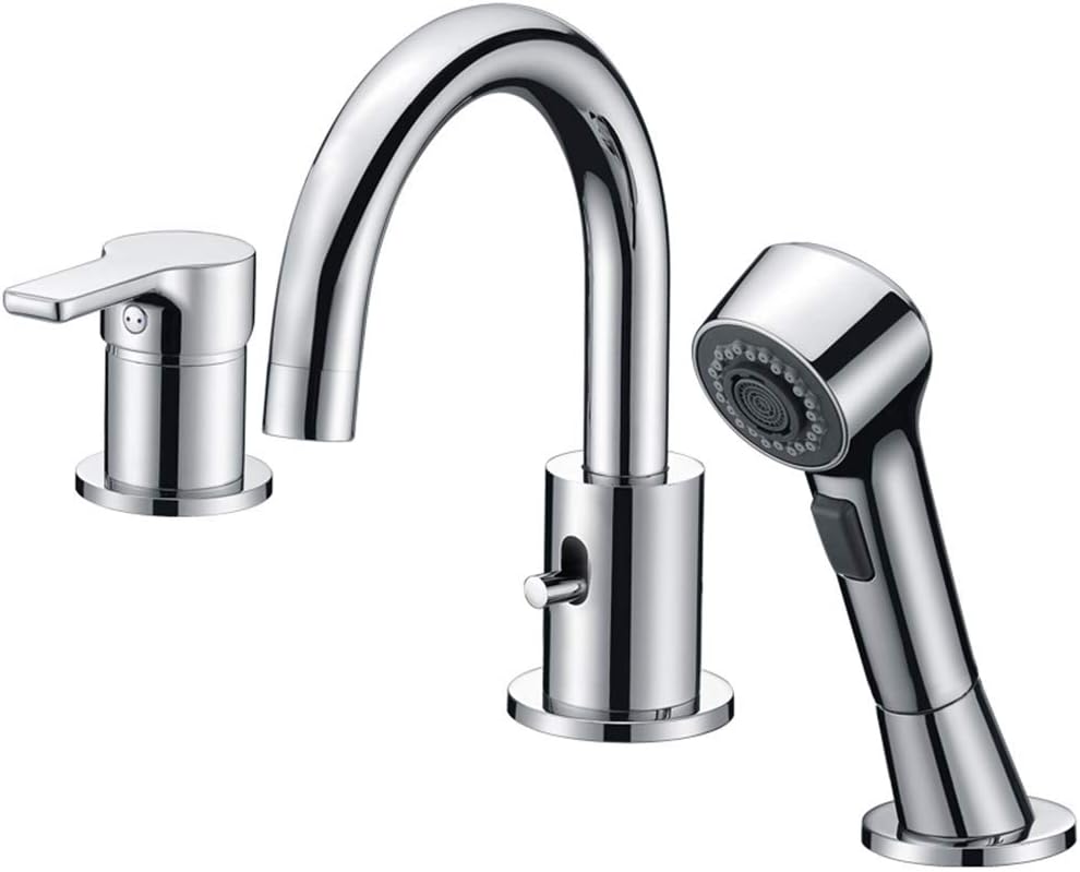 Chrome Widespread Bathtub Faucet with Shower Diverter C24402