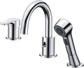 Chrome Widespread Bathtub Faucet with Shower Diverter C24402
