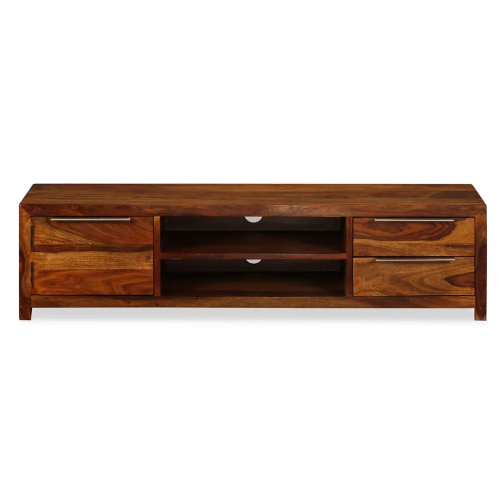 Sheesham Wood TV Stand with Door Cabinet and 2 Storage Drawers E5280
