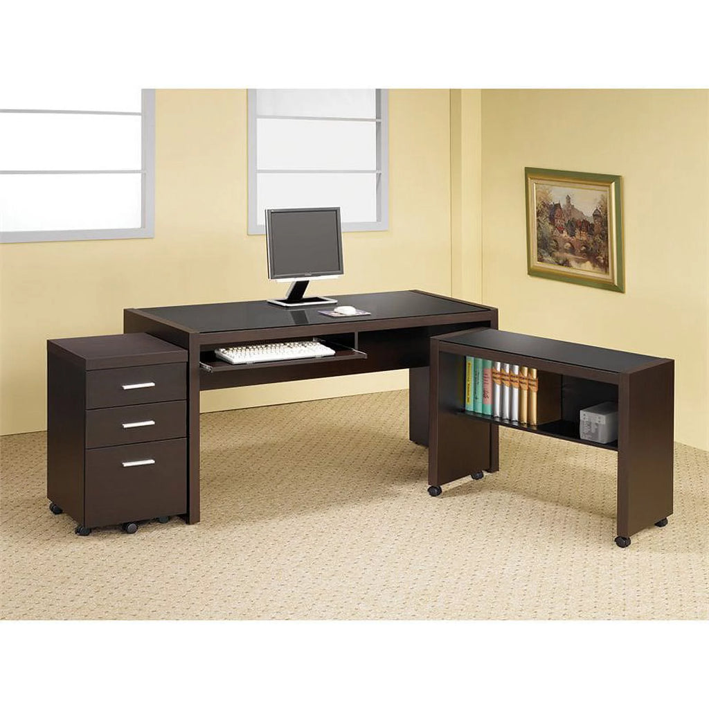 4-Piece Desk Bookcase Office Chair and Mobile File Cabinet Set R18378