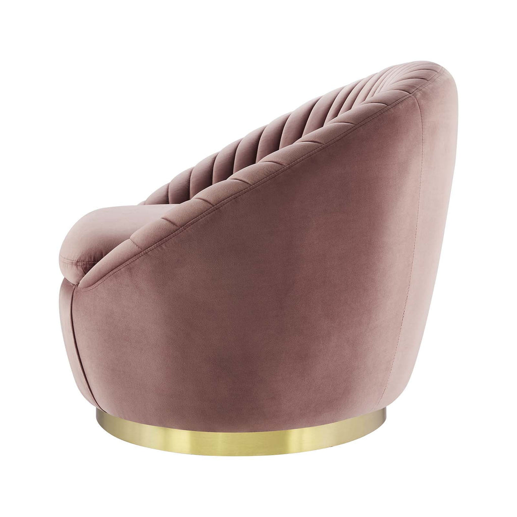 Pink Gold Velvet Swivel Accent Chair Q608373
