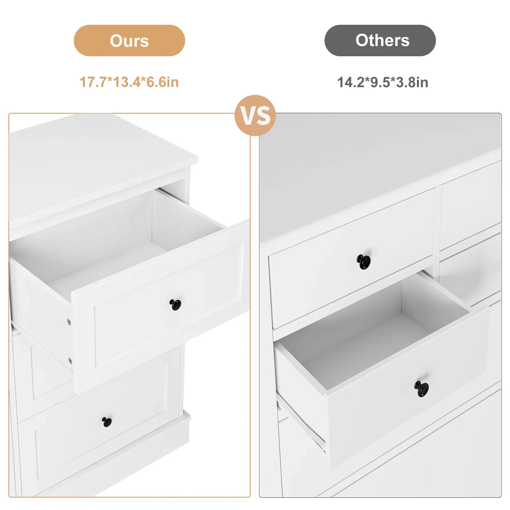 White 6 Drawer Wood Dresser U296