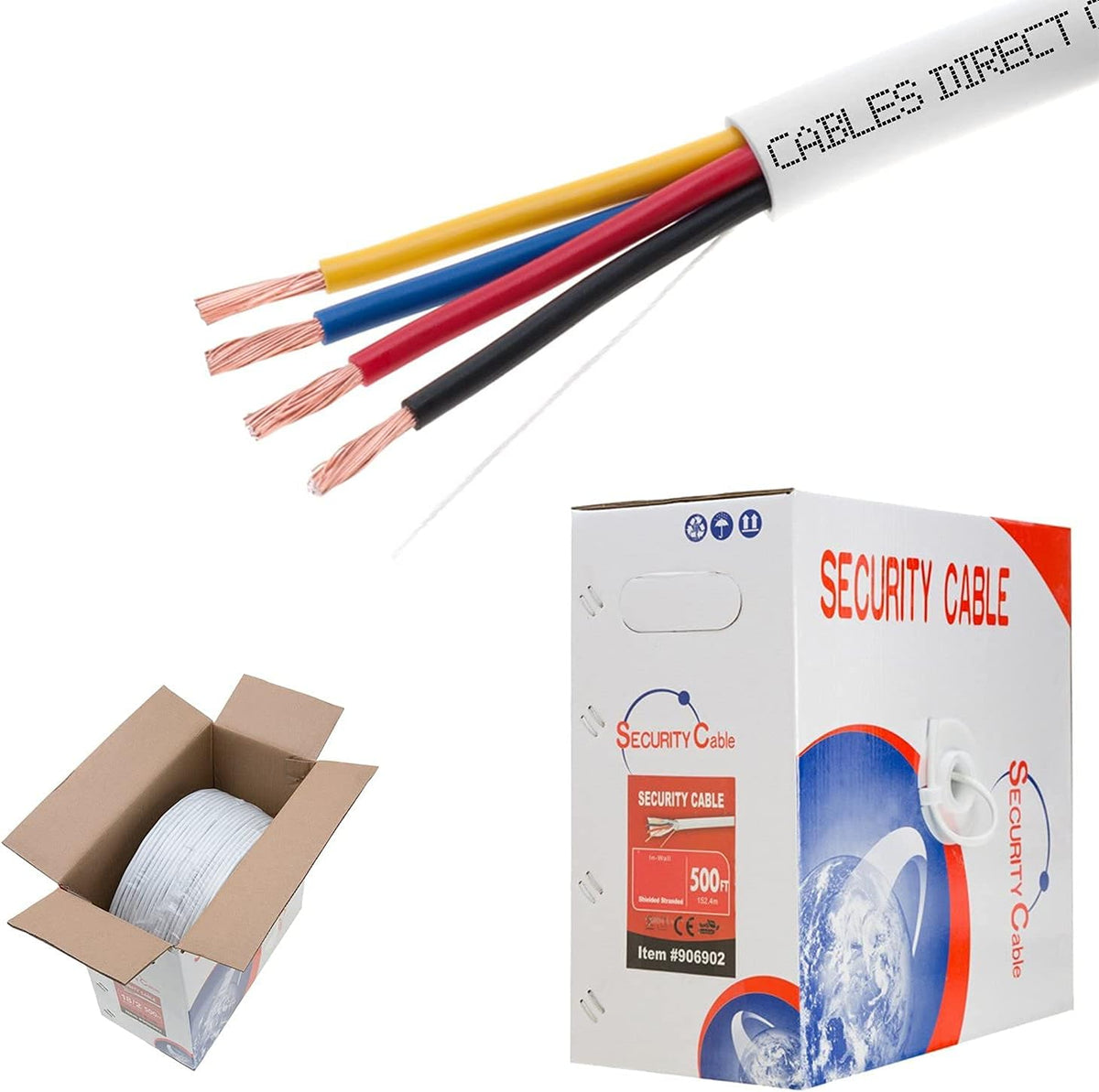 Bulk 18/4 Stranded Conductor Alarm Control Cable 500ft Unshielded Z6843