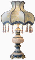 Blue Table Lamp with Fabric Lampshade, 13 Inch Desk Lamp L2026