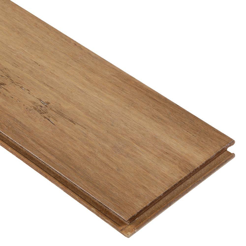 Hand Scraped Strand Woven Almond Bamboo Flooring O2994