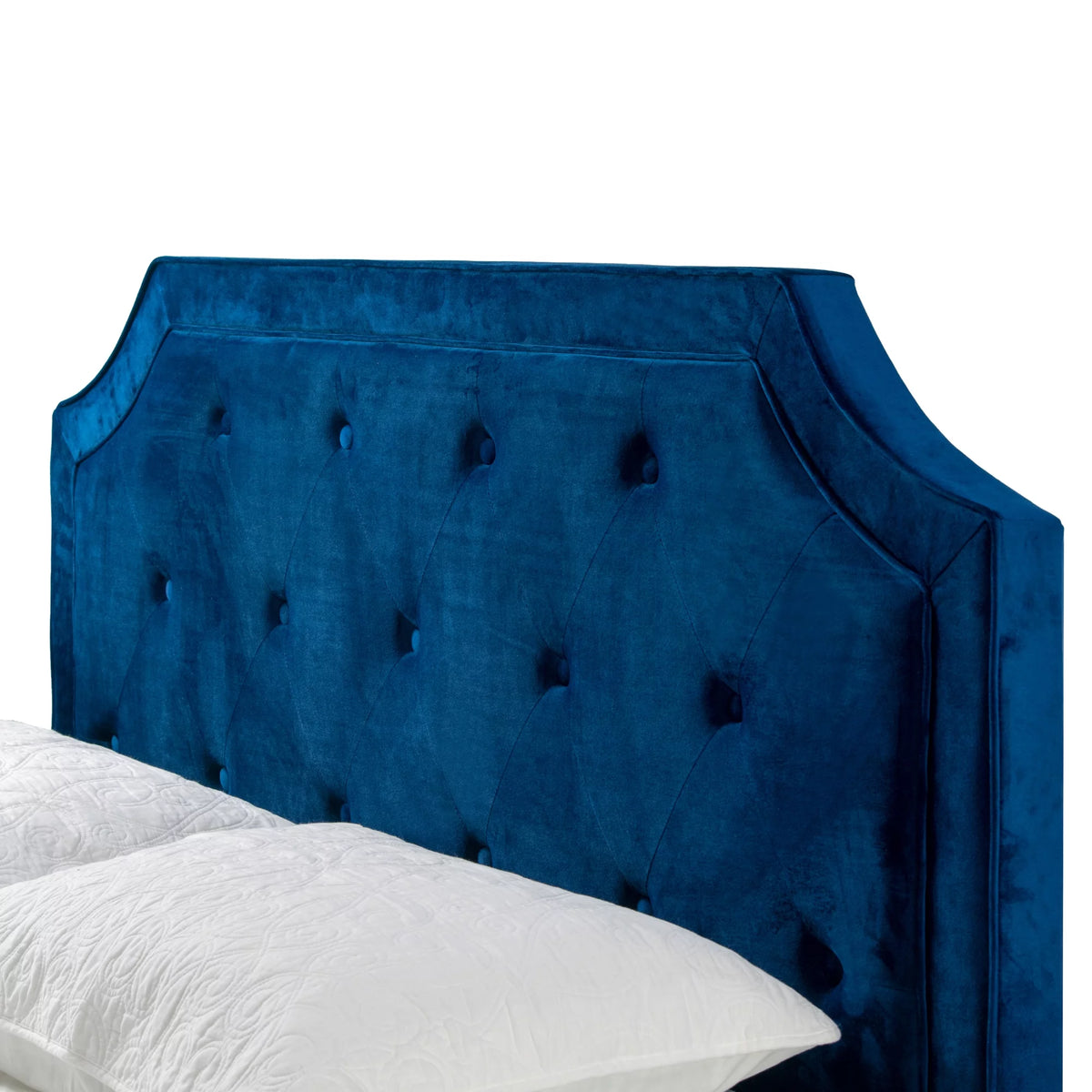Blue Fabric Queen Bed with Button Tufting T370