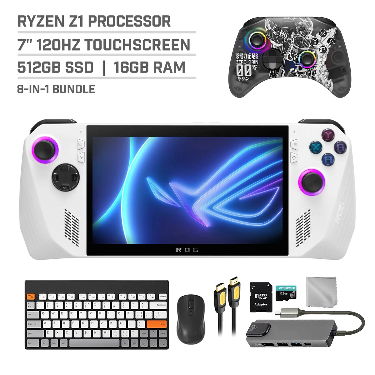 512GB Gaming Handheld 7-inch Touchscreen 120Hz FHD 1080p AMD Ryzen Z1 Processor Bundle C369775