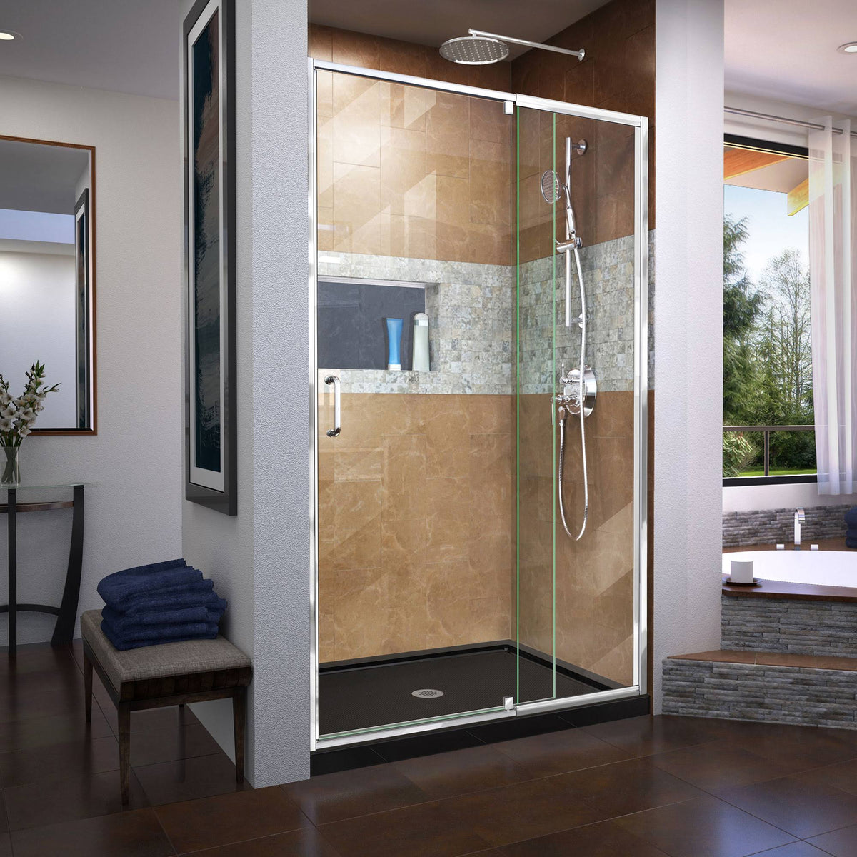 Semi-Frameless Pivot Shower Door in Chrome Y6374