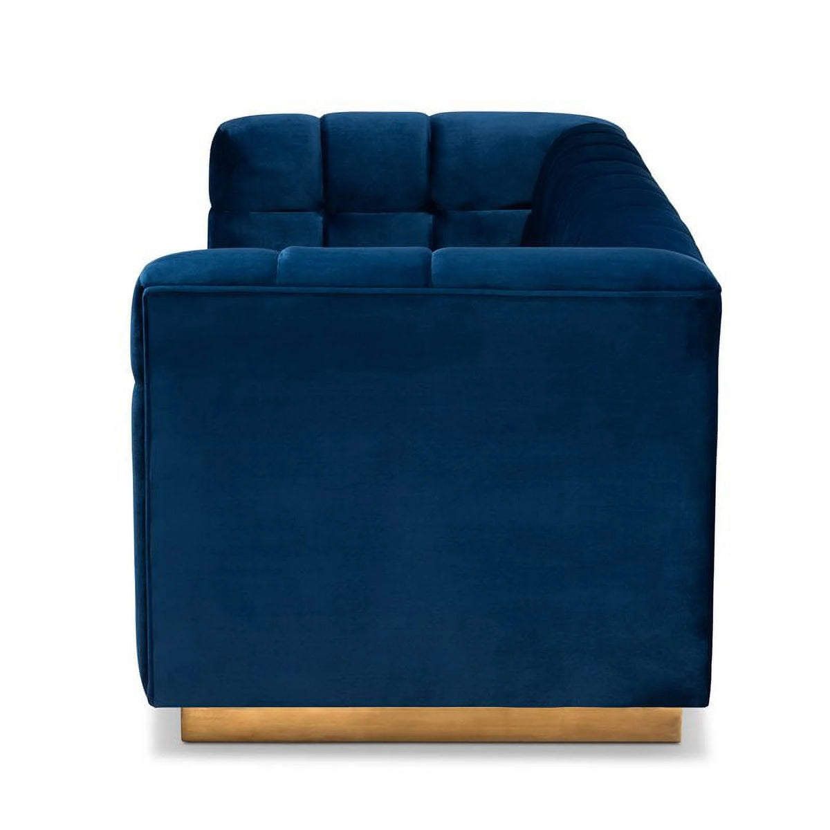 Navy Blue Gold Velvet Upholstered Sofa T5329