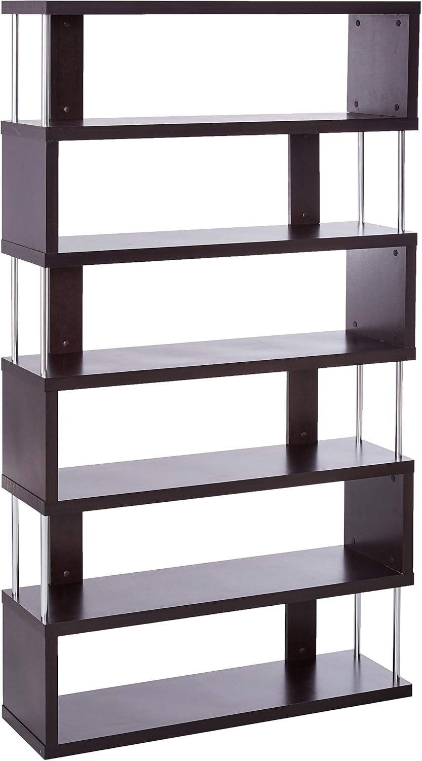 6-Shelf Dark Brown Bookcase S562