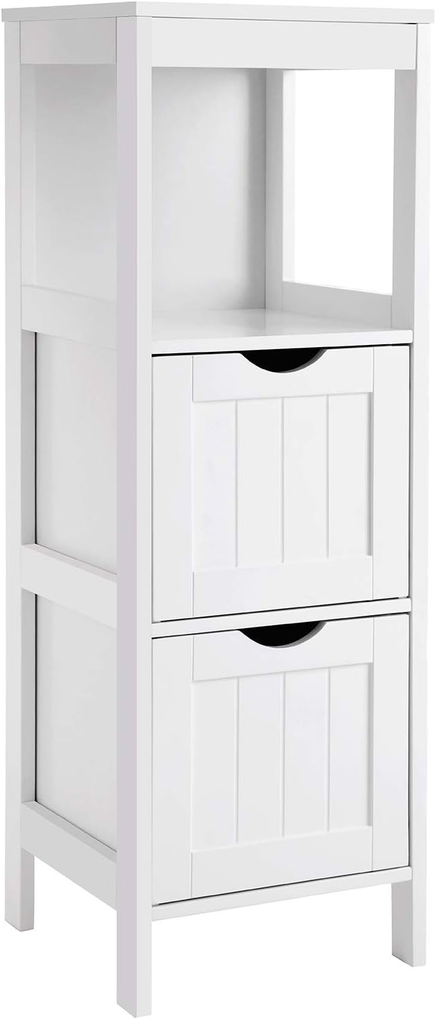 White Bathroom Storage Cabinet with 2 Drawers L913548