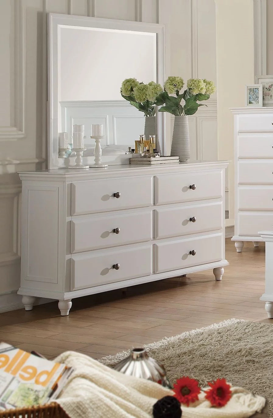White 4 Piece Eastern King Size Bedroom Set X1965