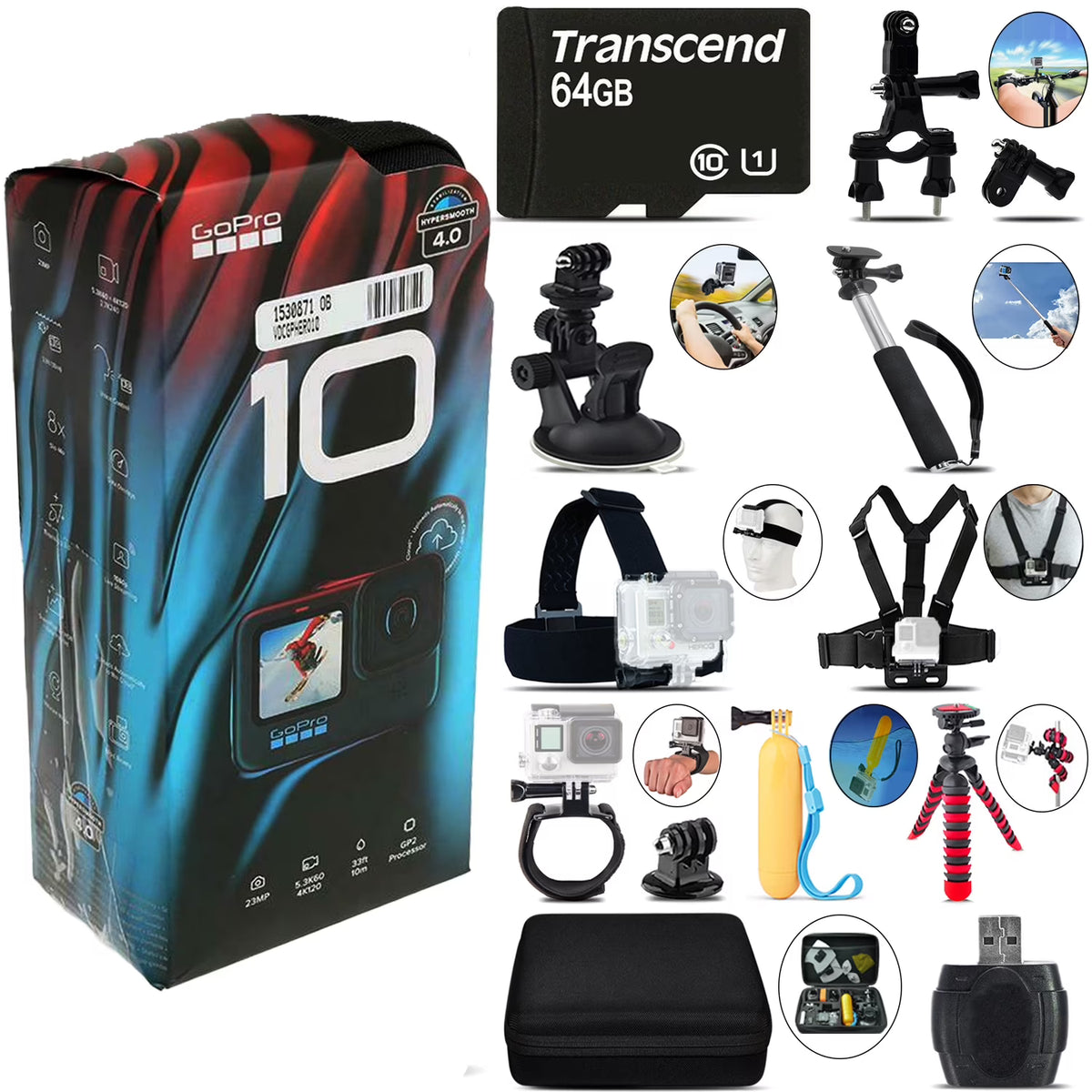 GoPro HERO10 Black 4K30 Ultra HD 23MP Waterproof Action Camera -64GB Kit Z318