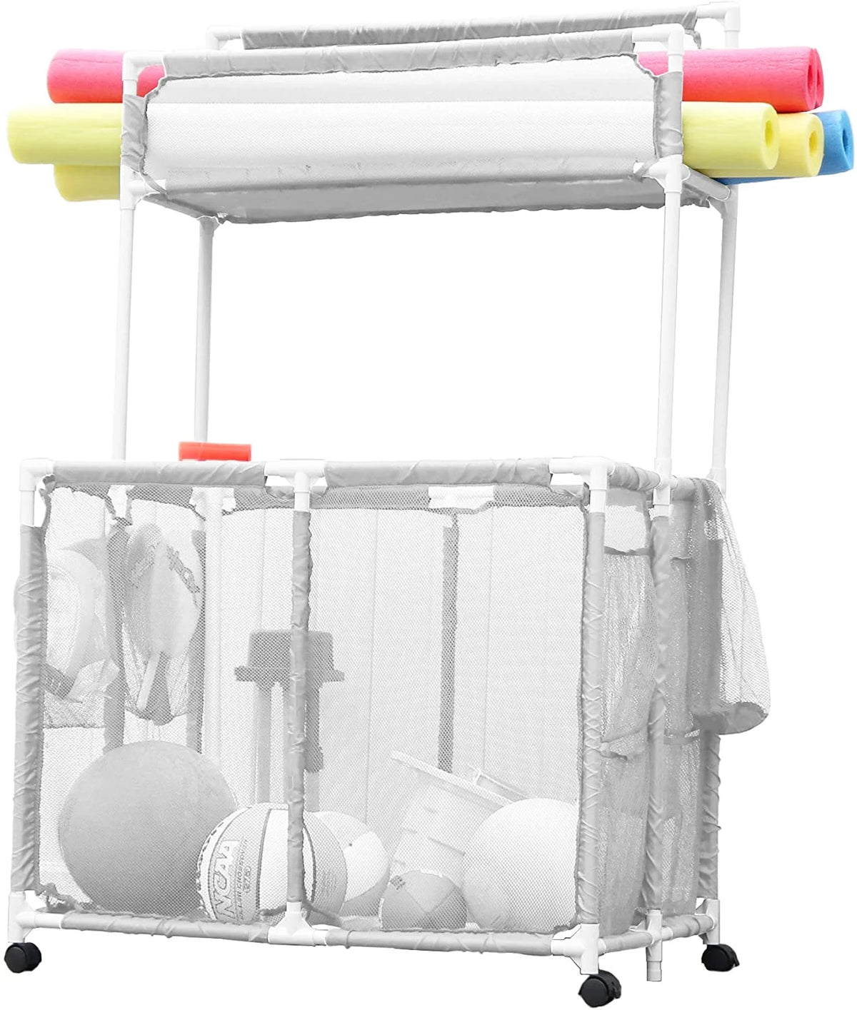 Extra-Large White Mesh Rolling Storage Organizer Bin C33010