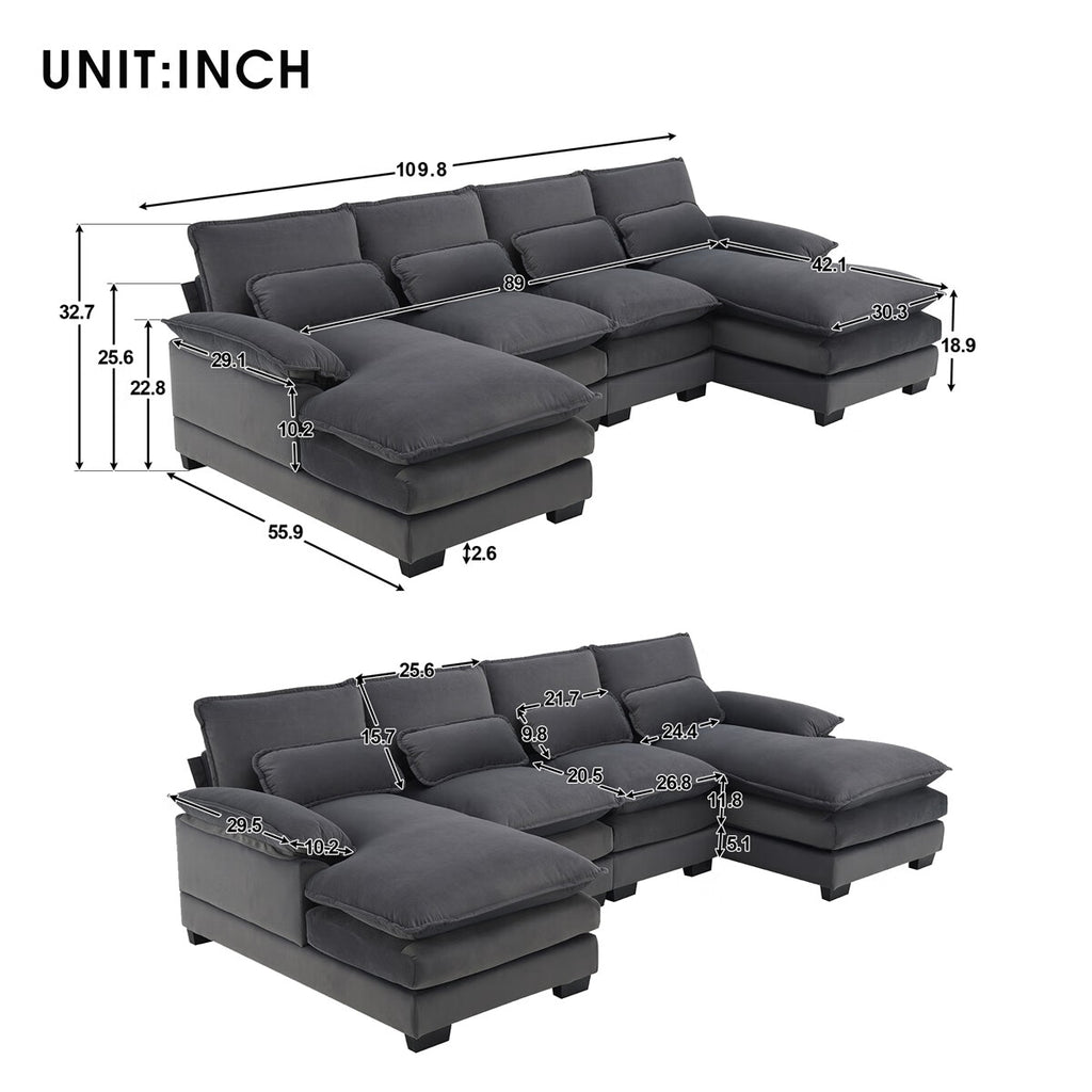 U-shaped Sectional Sofa with Waist Pillows A20914