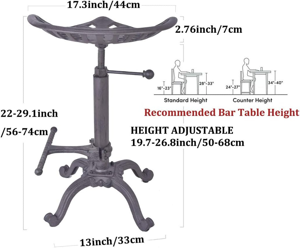 Adjustable Swivel Bar Stool with Cast Iron Seat G942177