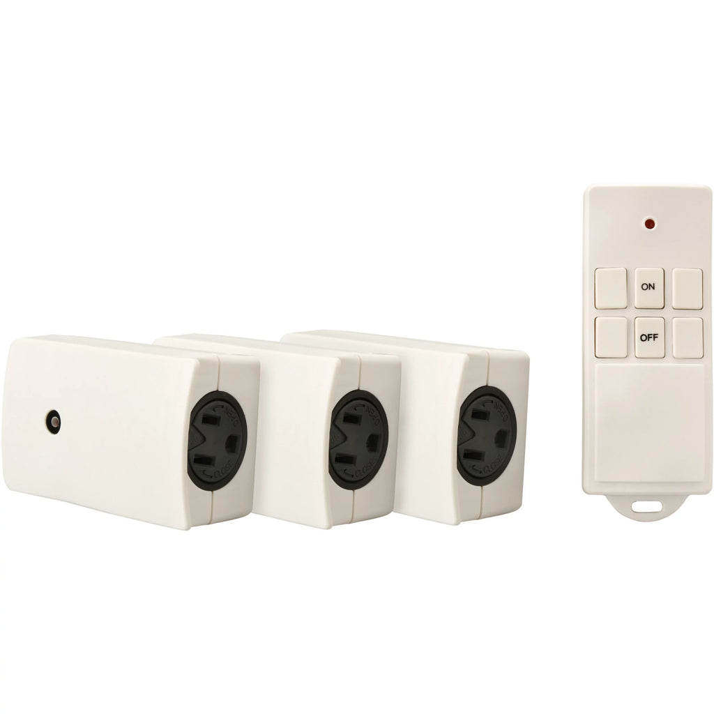 White Indoor Wireless Remote Control with 3 Outlets I553