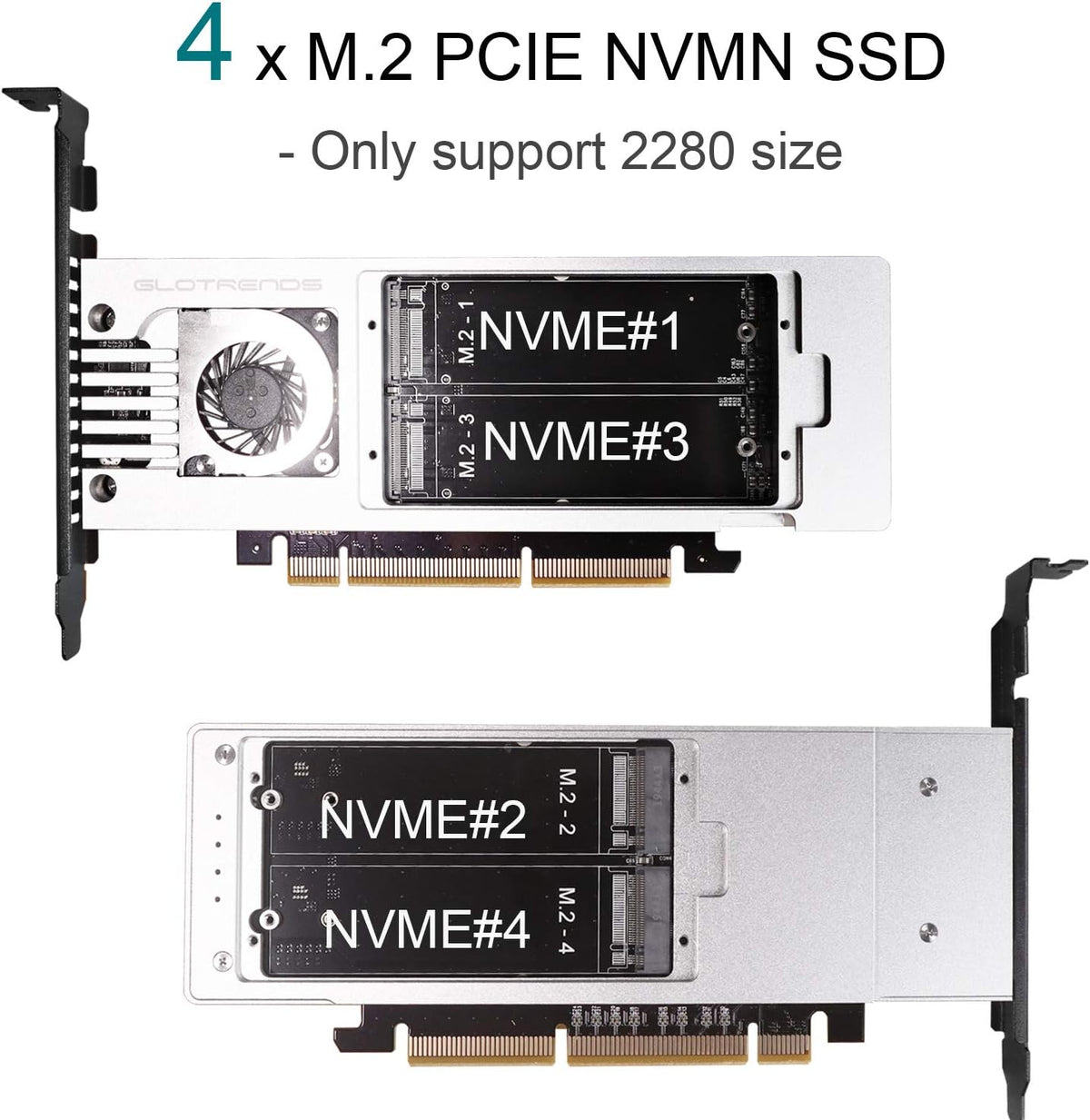 4-Bay M.2 NVME Adapter with PCIE 3.0 X8 Bandwidth A5208