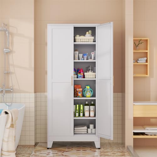 75.2”H Metal Pantry Storage Cabinet with Adjustable Shelves S74950