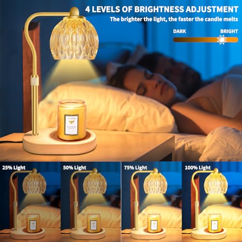 Candle Warmer Lamp with 3 Bulbs, Dimmable Adjustable Hight Gold H40017