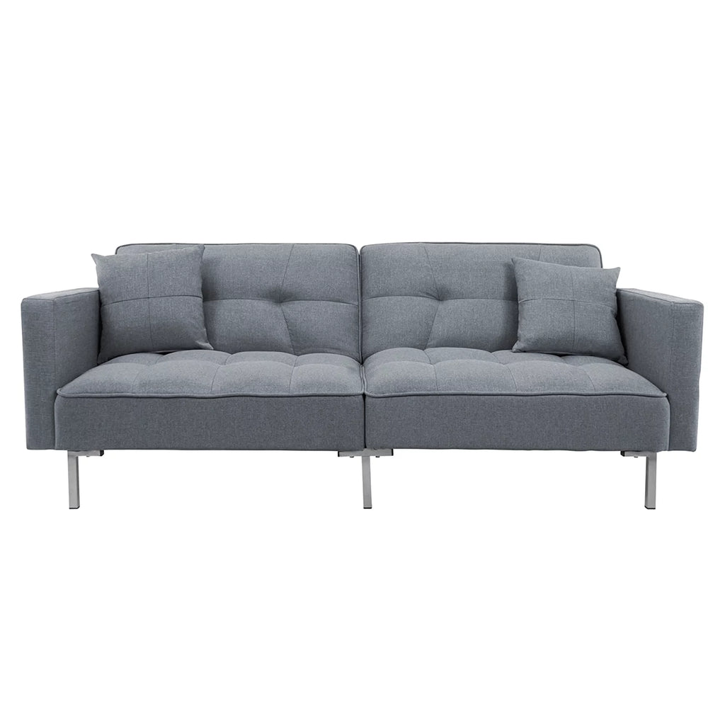 75" W Sectional Sofa Convertible Folding Futon Sofa Bed 3 Seat Couch with Linen Fabric P558