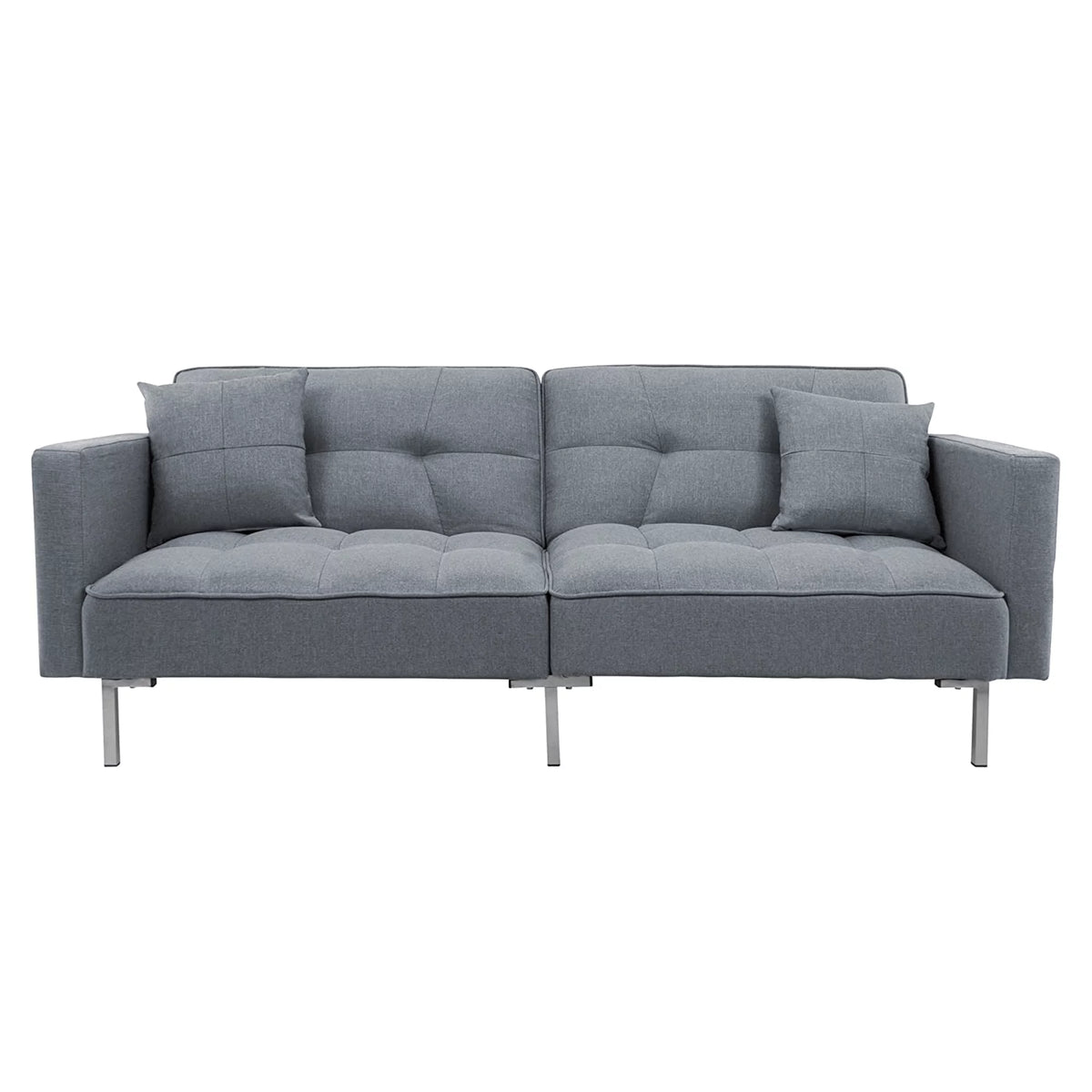 75" W Sectional Sofa Convertible Folding Futon Sofa Bed 3 Seat Couch with Linen Fabric P558