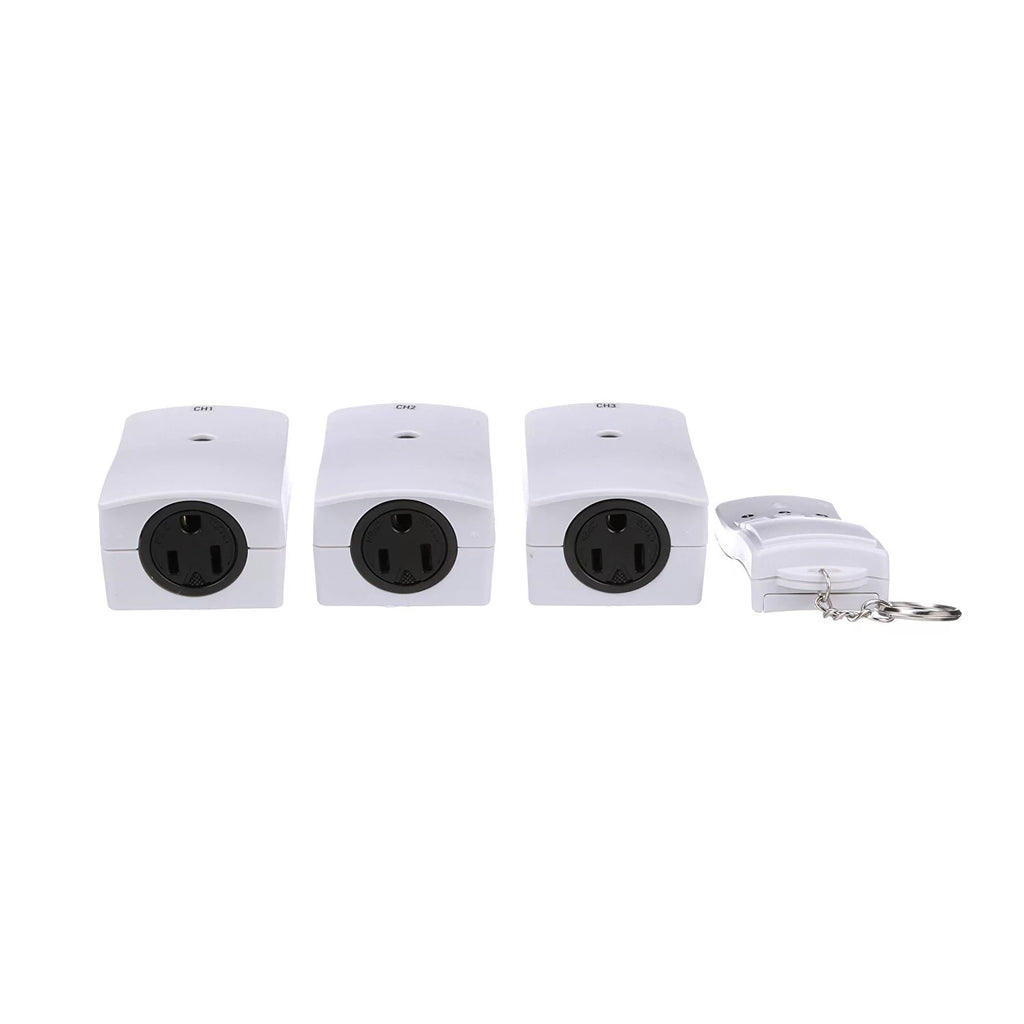 White Indoor Wireless Remote Control with 3 Outlets I553
